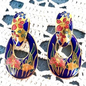 Cloisonné 2 for1 earrings pierced vintage earrings